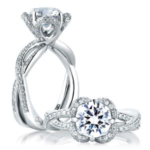 A Jaffe 14 Karat Signature Engagement Ring MES272 | TQ Diamonds