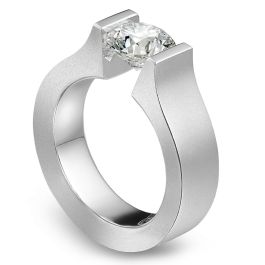 Kretchmer 18 Karat FS Emerald or Radiant Cut Stone Tension Set Ring